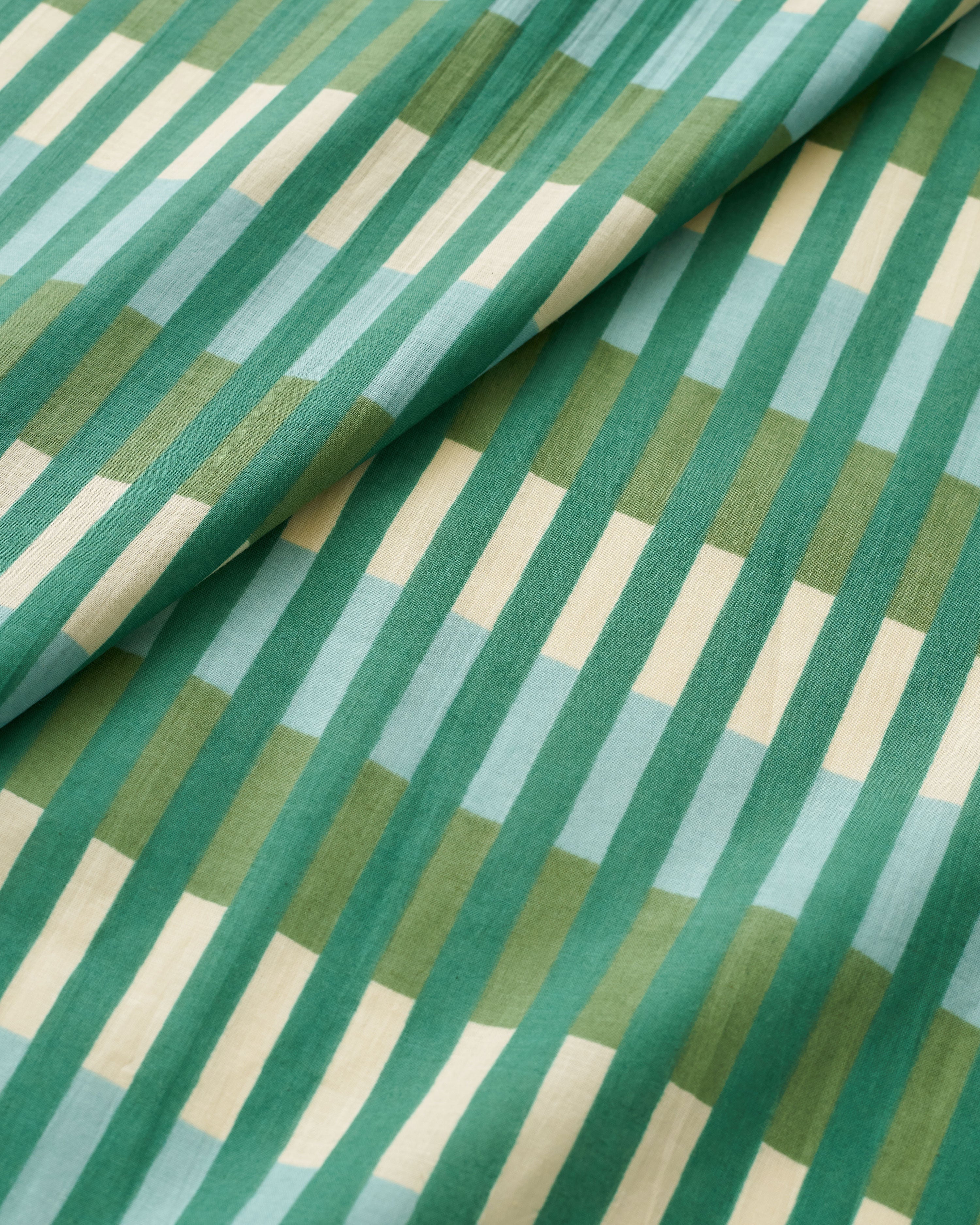 Asparagus Multi Stripe Block Print Cotton - Image 3