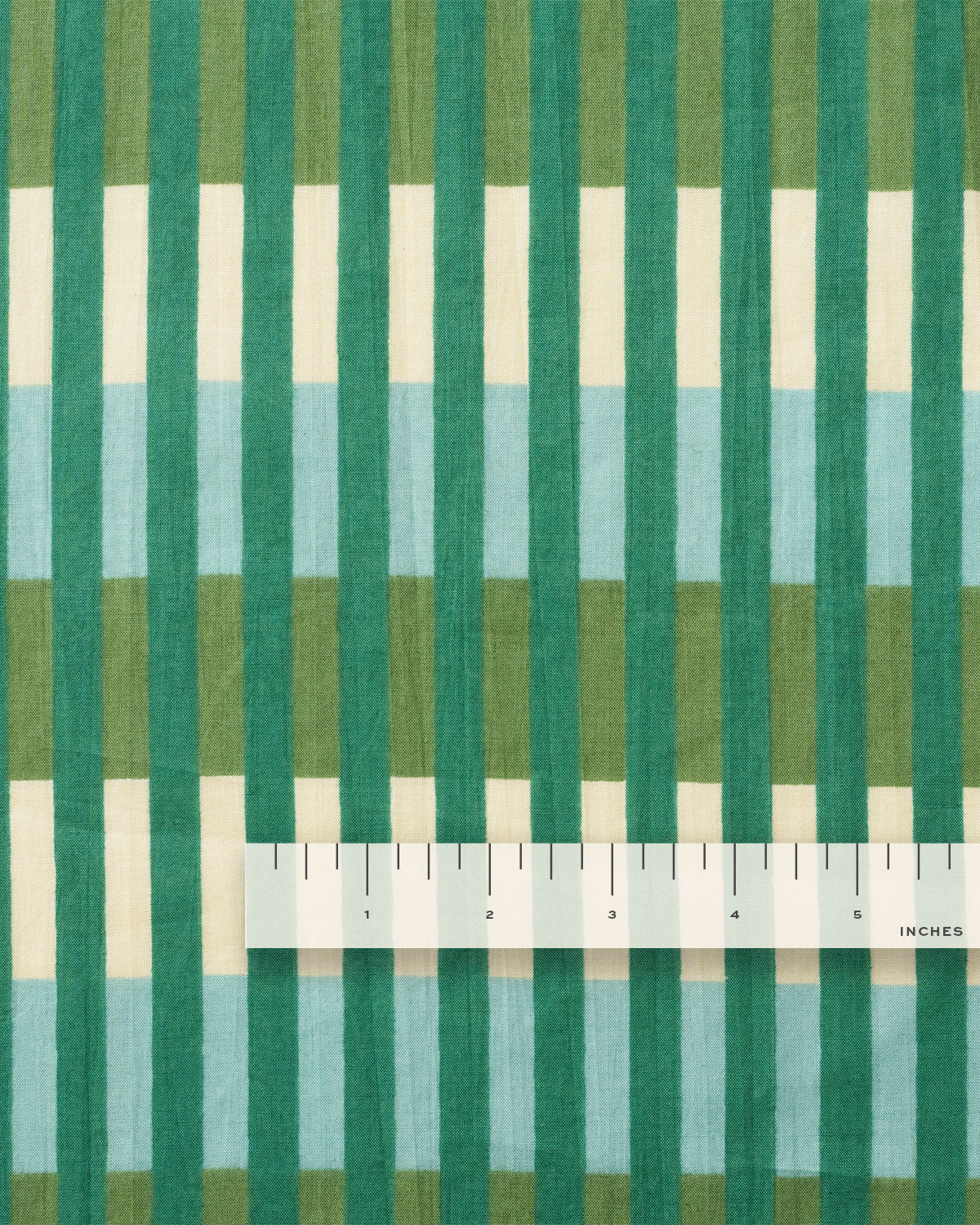 Asparagus Multi Stripe Block Print Cotton - Image 4