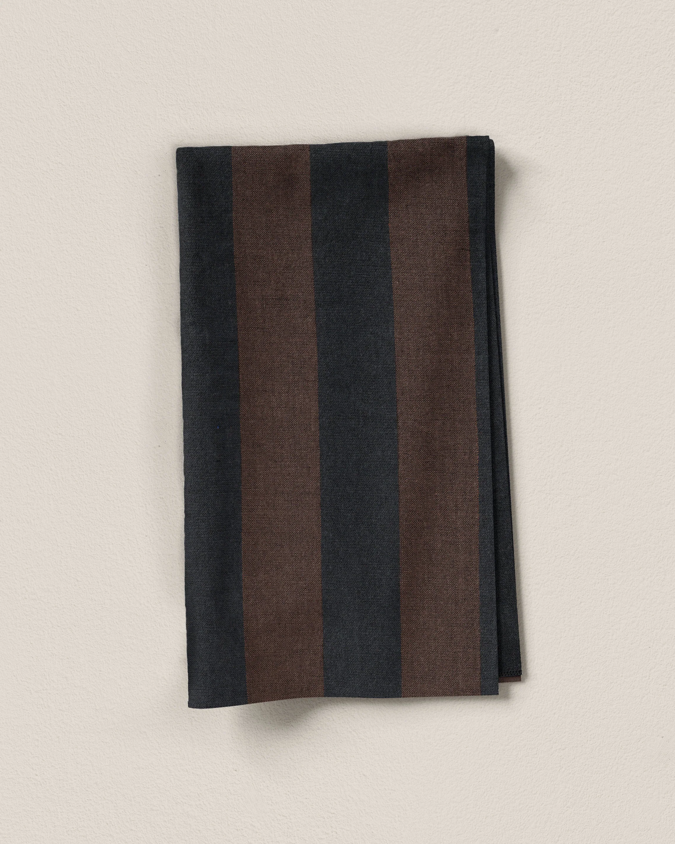 Black and Brown Club Stripe Washed Linen - Image 2