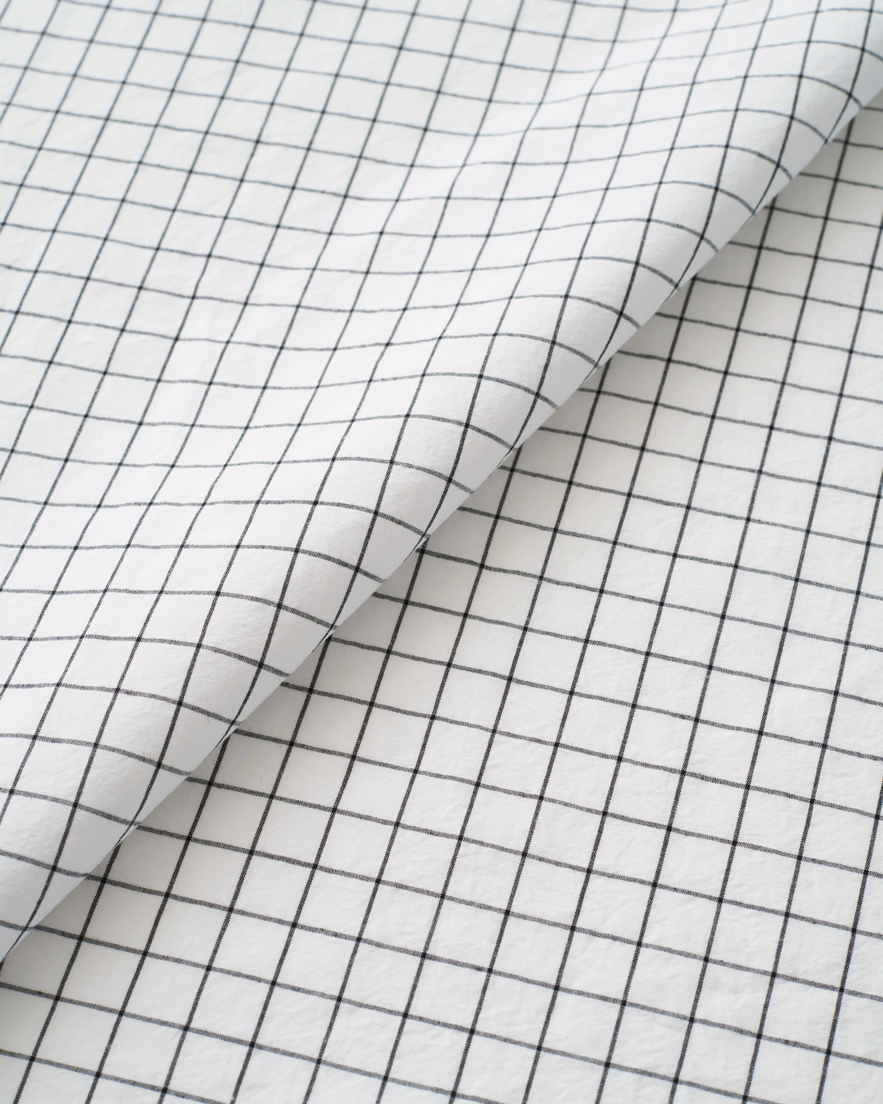 Black and White Check Tumbled Luxury Cotton Linen - Image 2