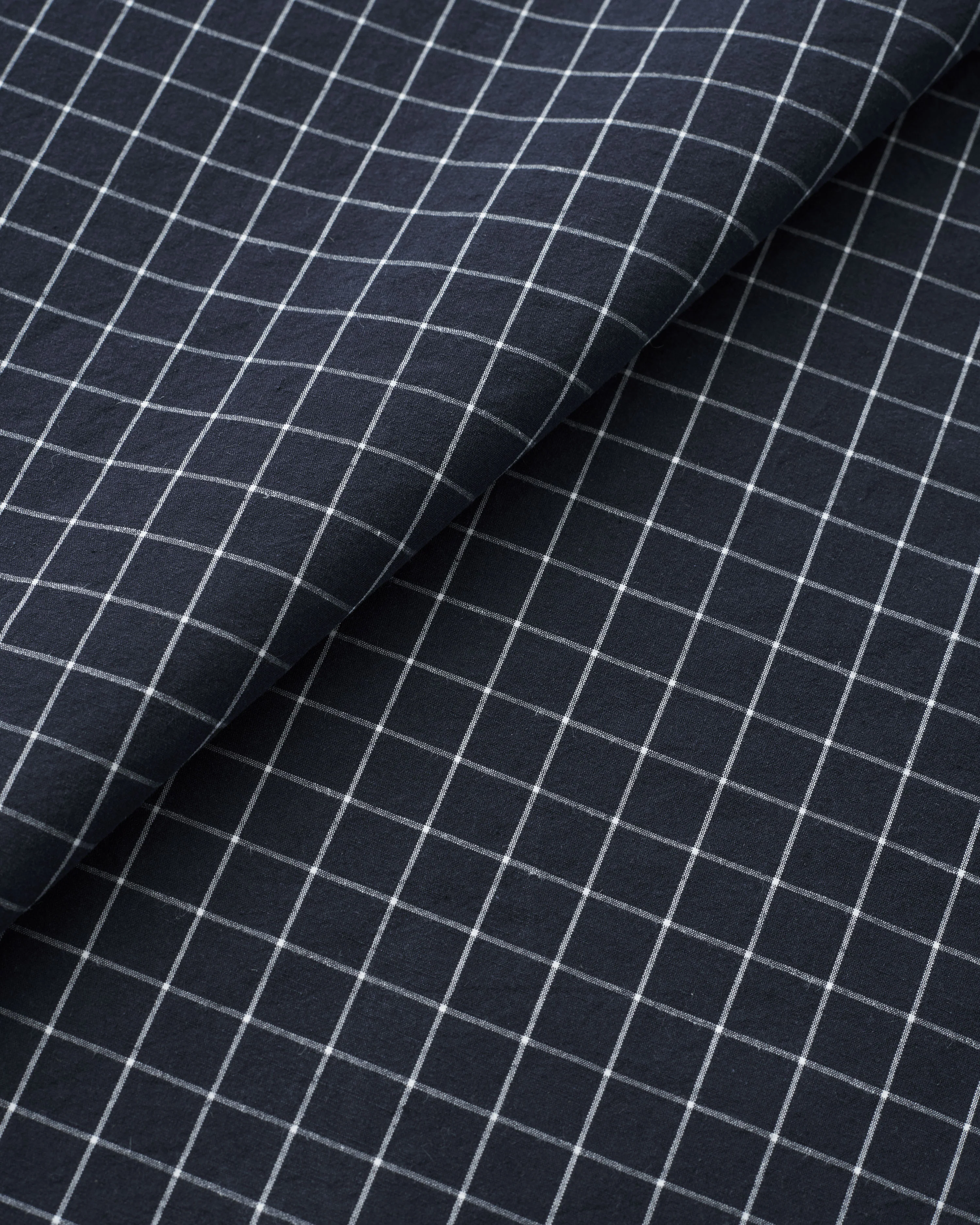 Navy Check Tumbled Luxury Cotton Linen - Image 2