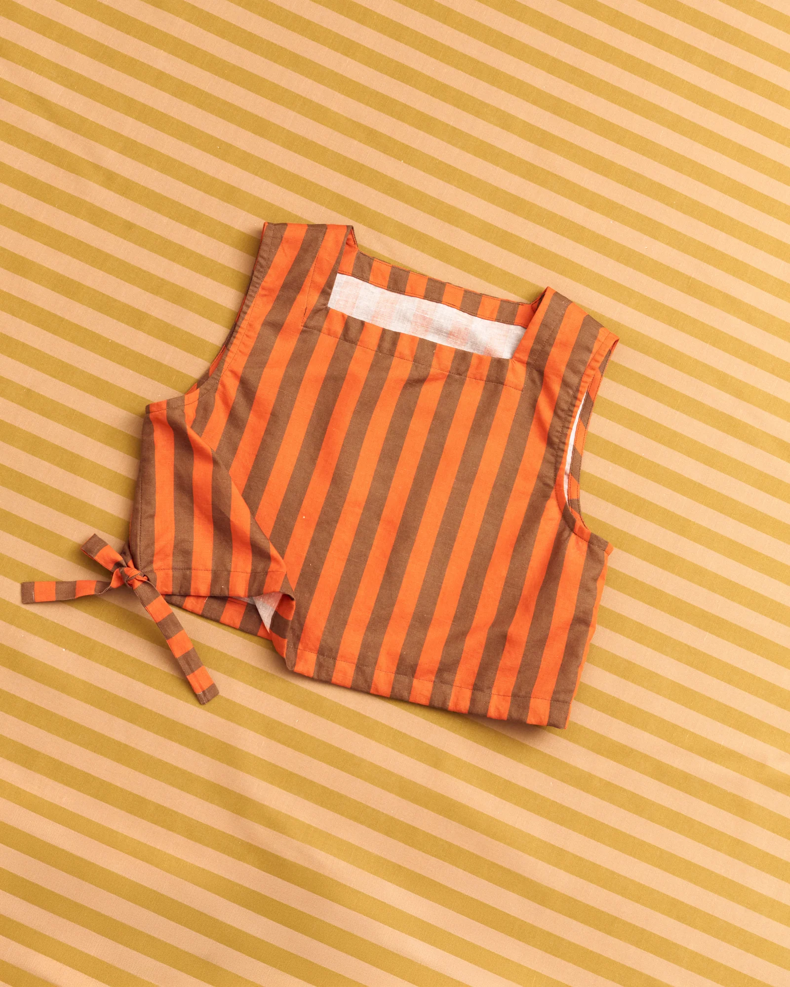 Red and Brown Cotton Linen Stripe - Image 6