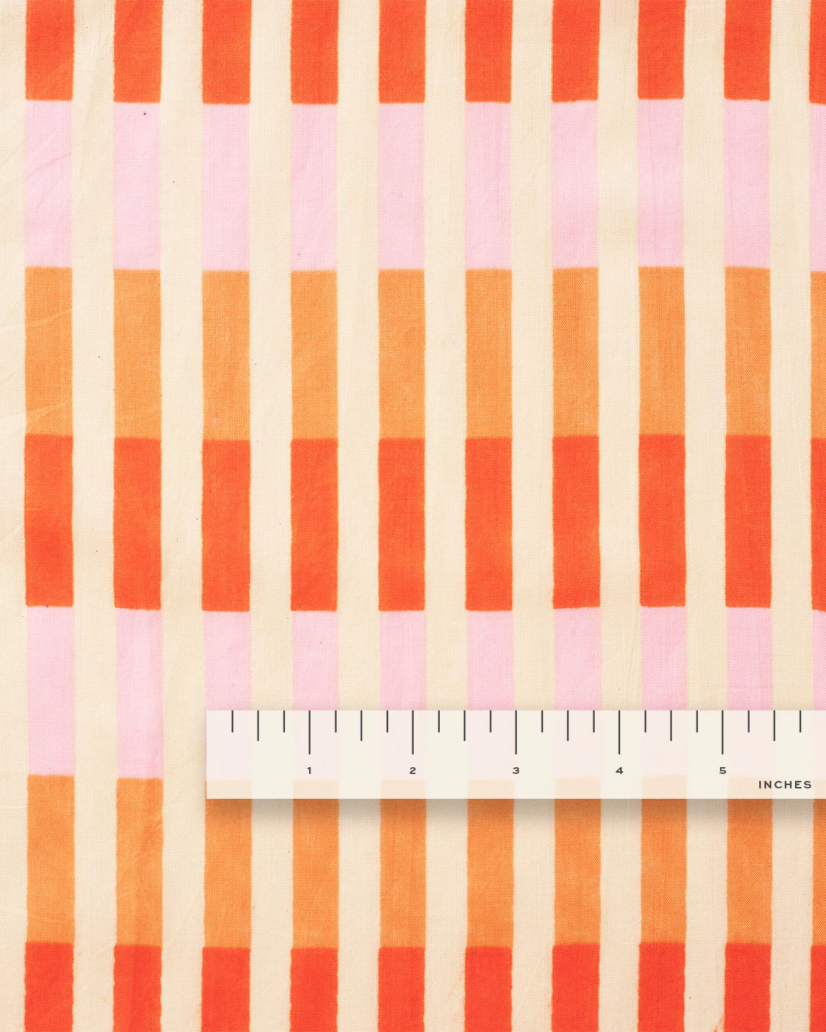 Grapefruit Multi Stripe Block Print Cotton - Image 4