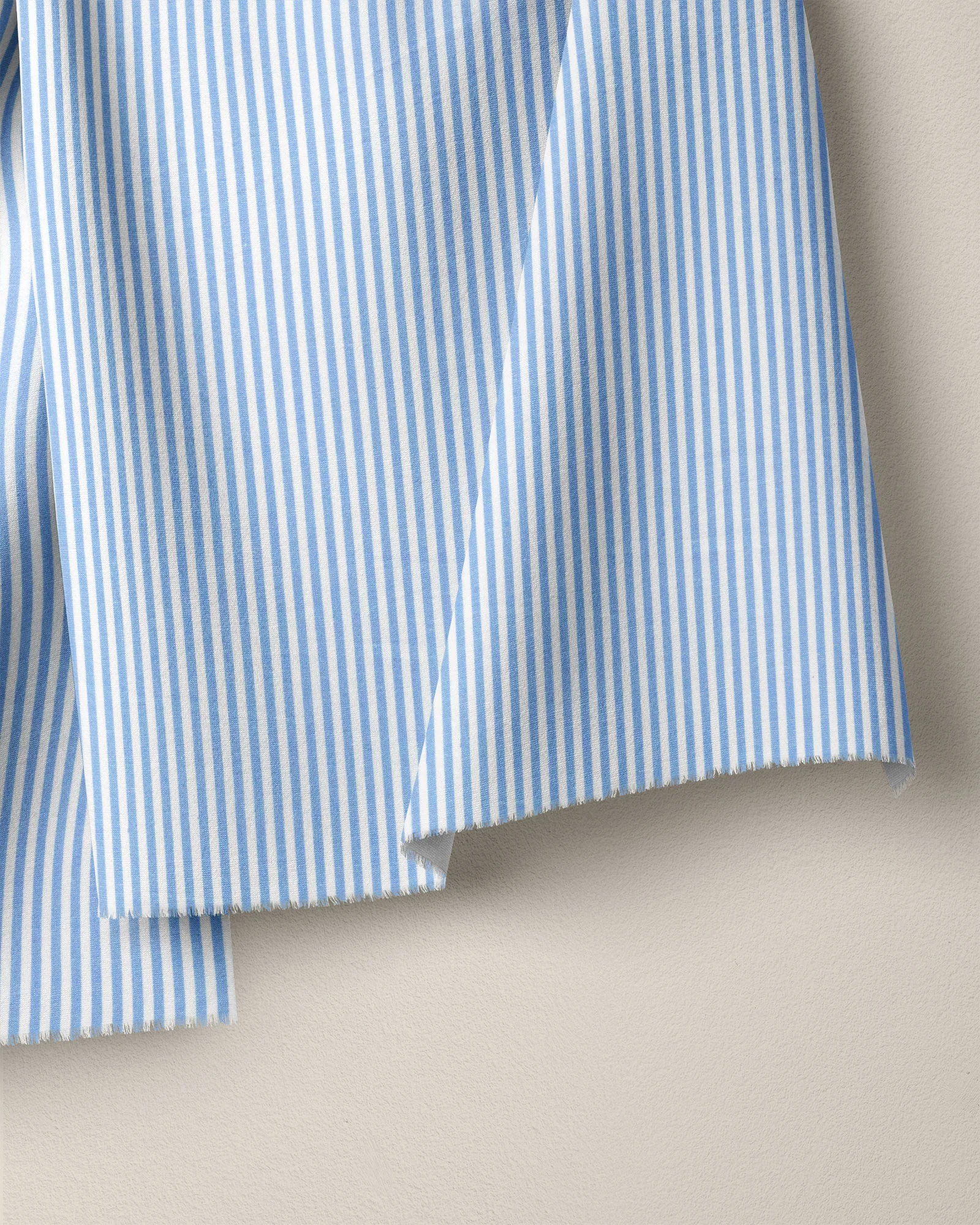 Light Blue Classic Thin Stripe Cotton Shirting - Image 2