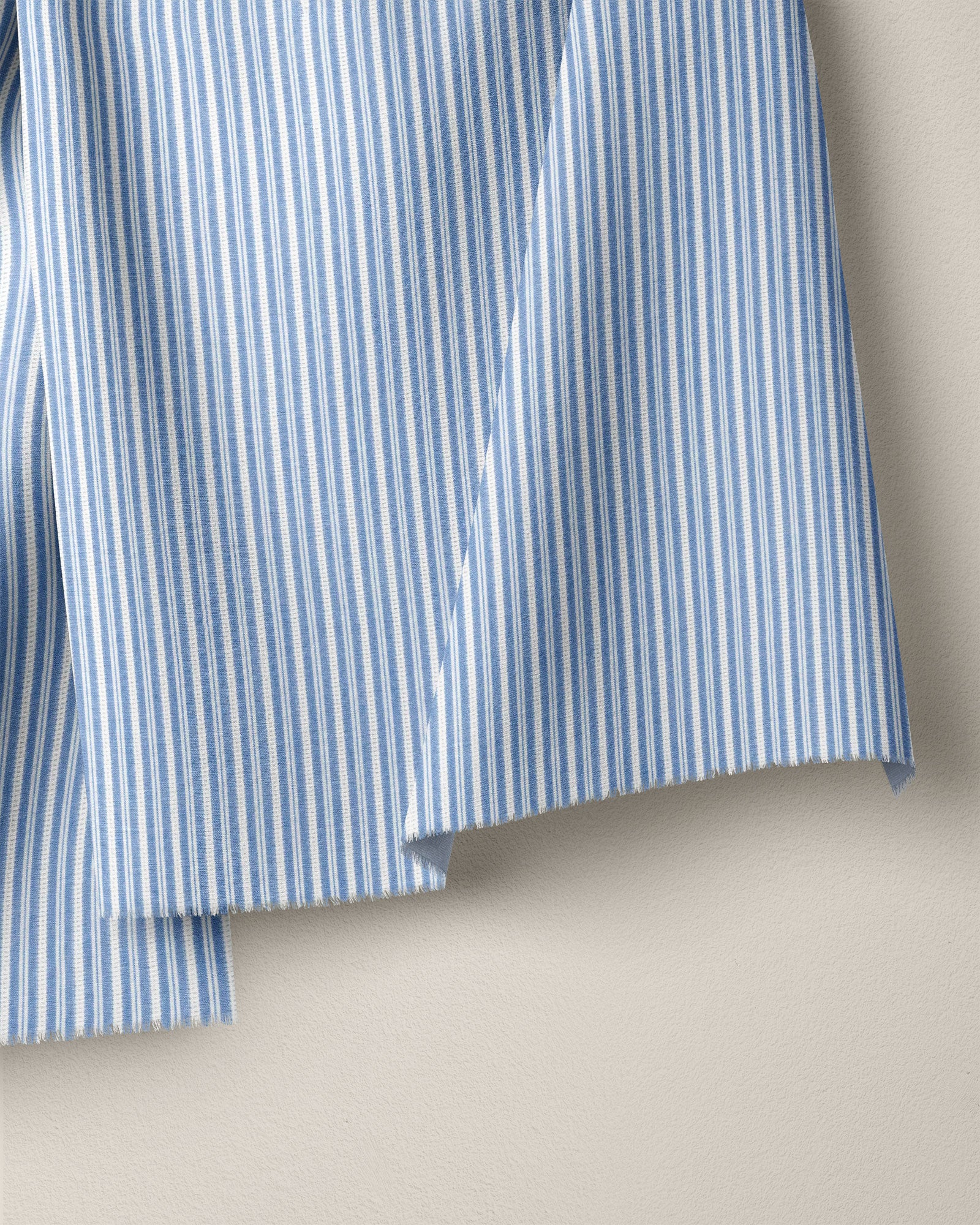 Powder Blue Close Stripe Leno Weave Cotton Shirting - Image 2