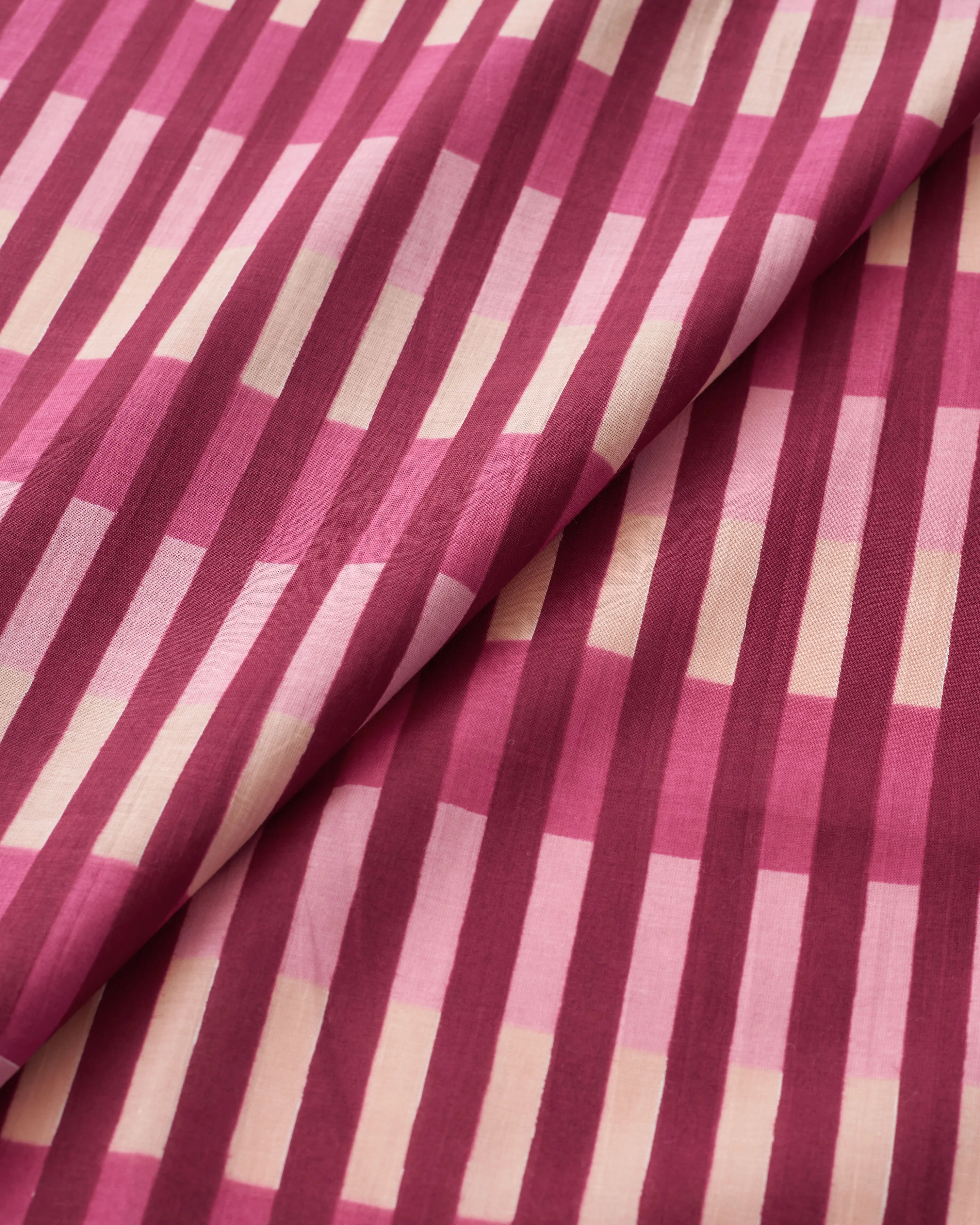 Raspberry Multi Stripe Block Print Cotton - Image 3