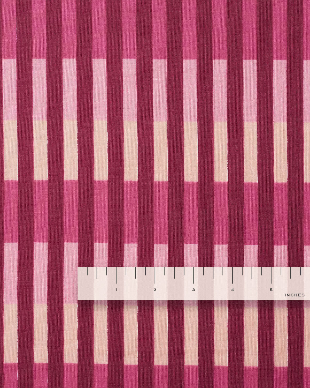 Raspberry Multi Stripe Block Print Cotton - Image 5