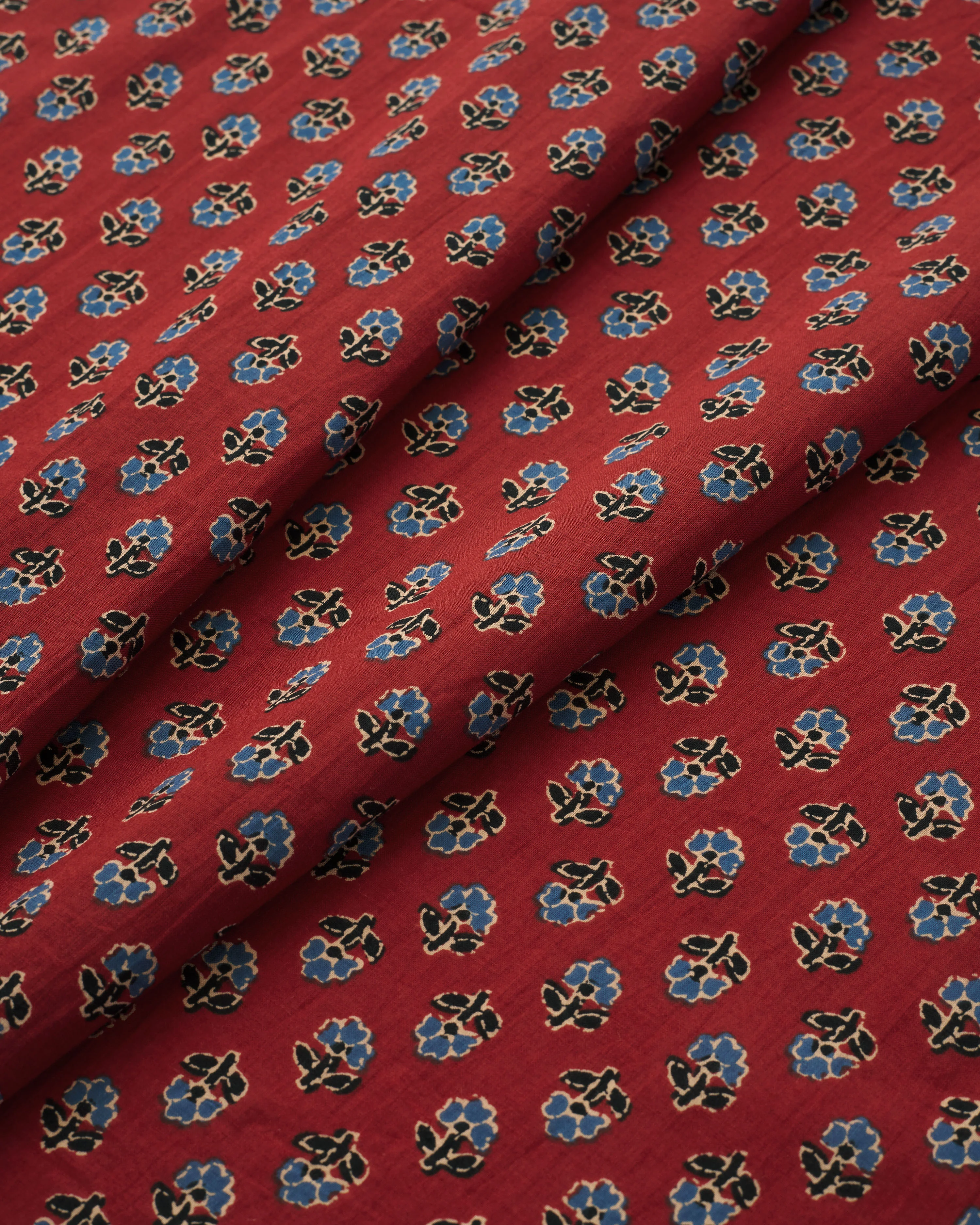 Red and Blue Mini Bloom Block Print Cotton - Image 2
